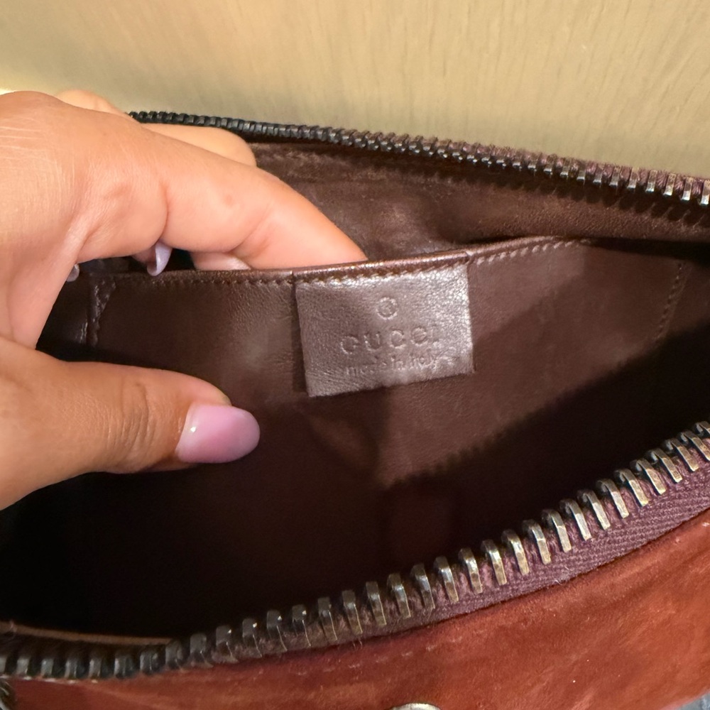 Gucci Brown Leather Brown Suede Clutch